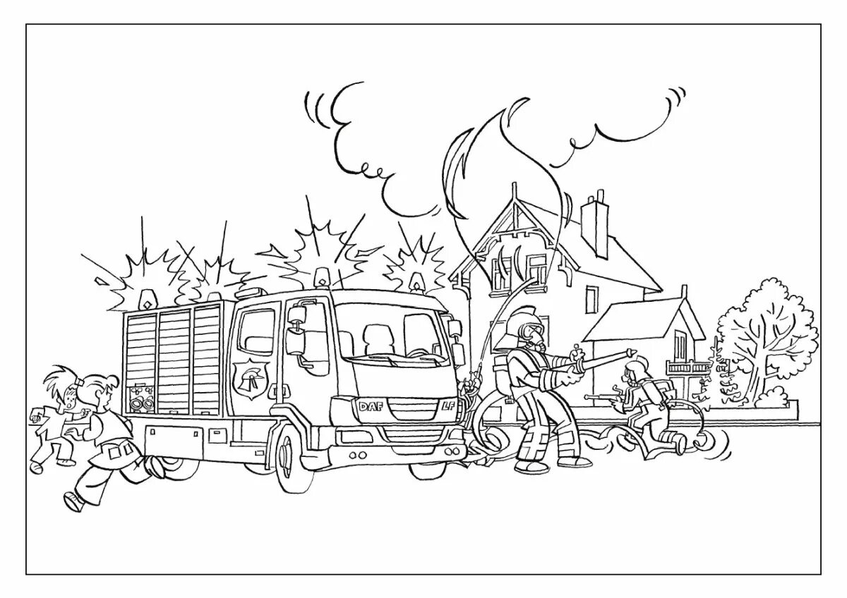 Photo Luxury forest fire coloring book