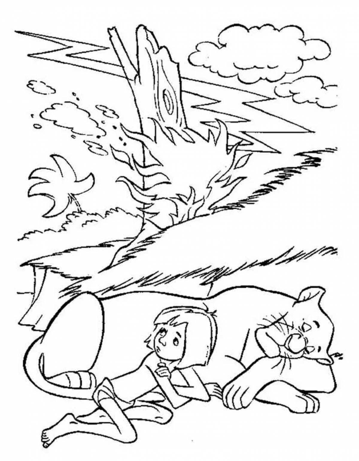 Large forest fire coloring page