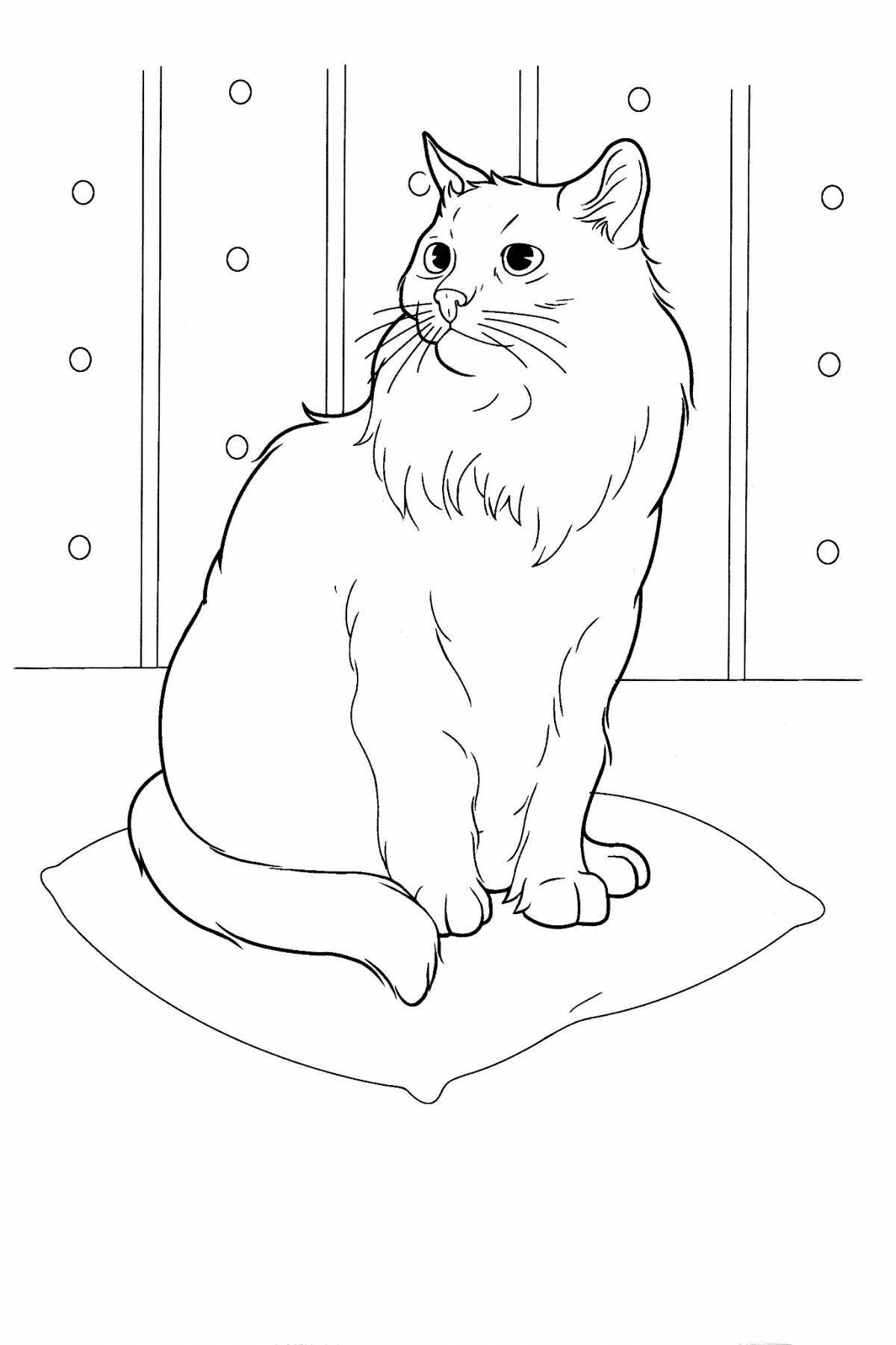 Adorable big cat coloring page