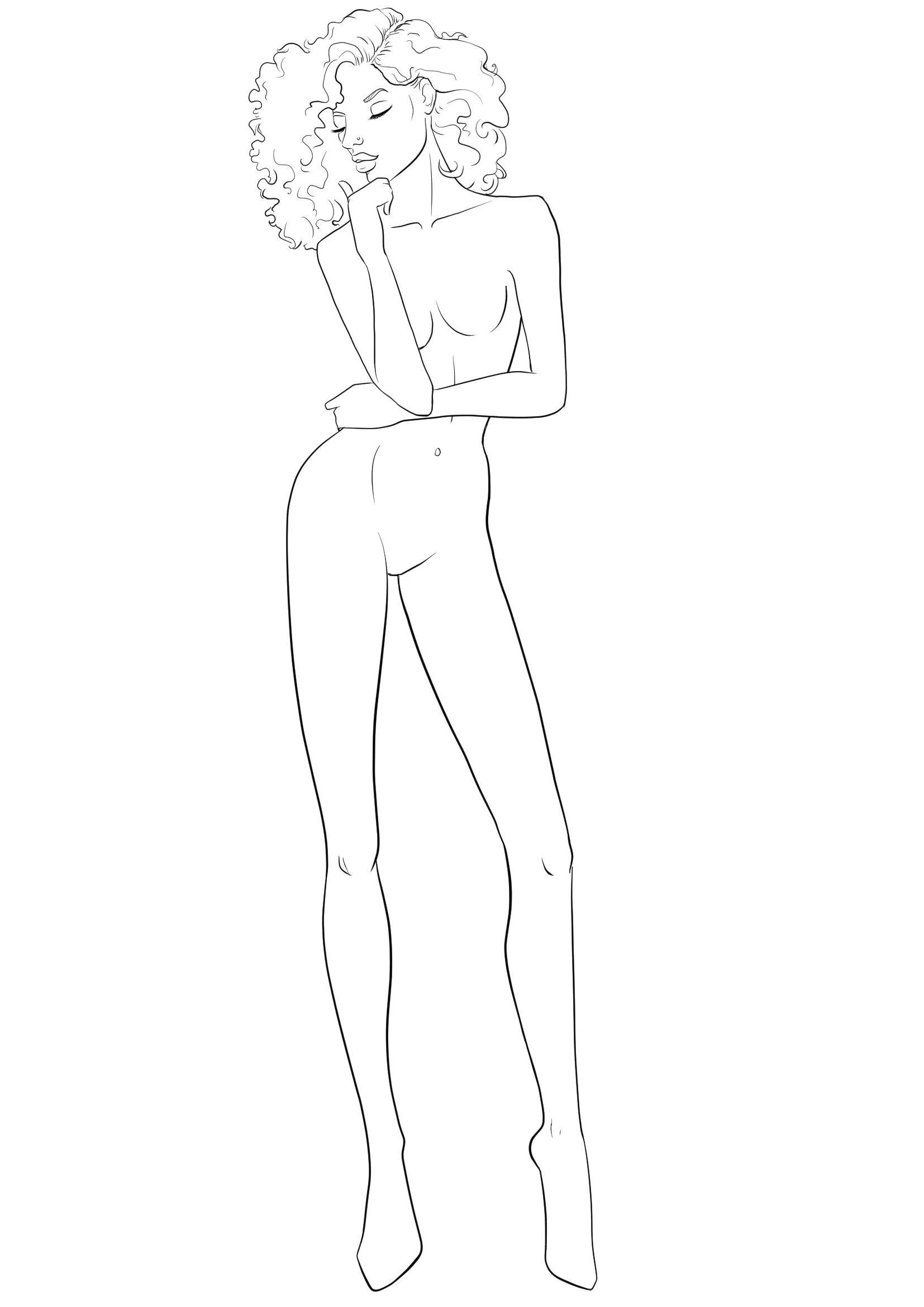 Mysterious coloring girl figurine