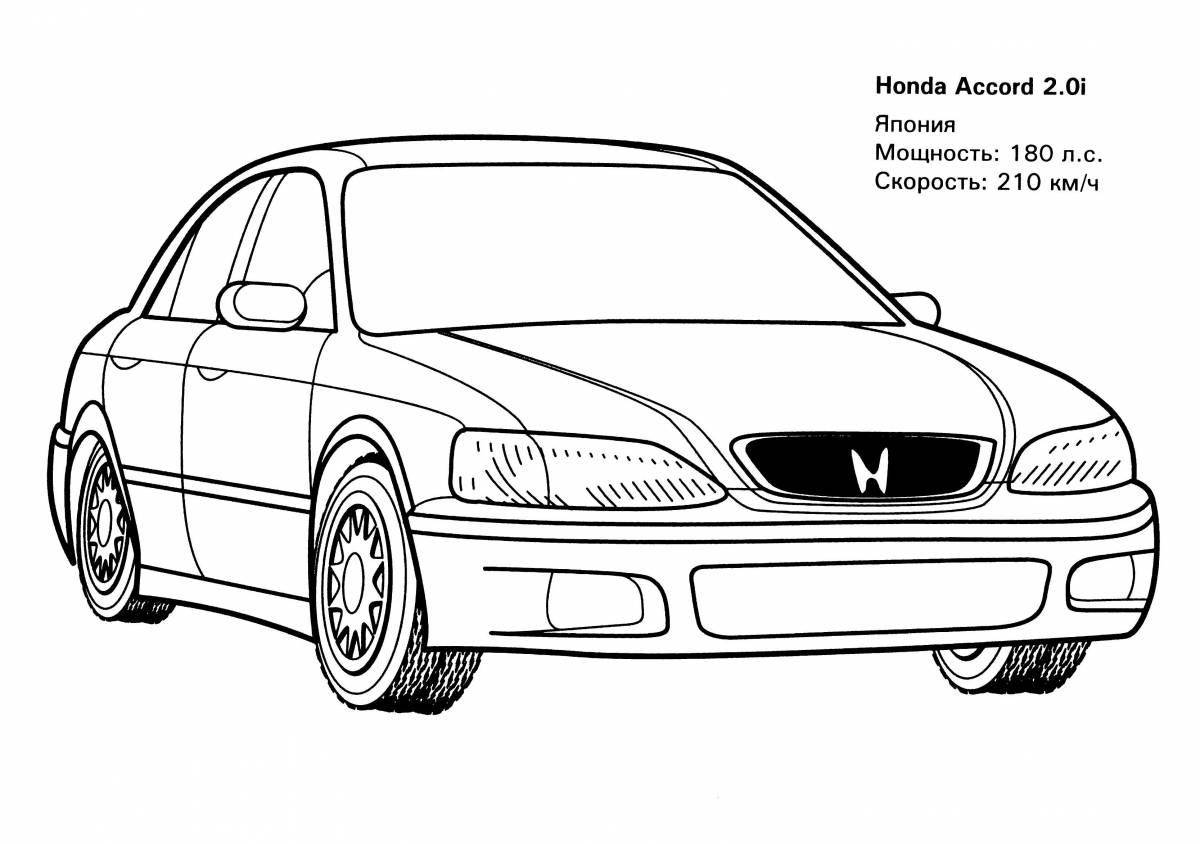 Coloring page with amazing honda car