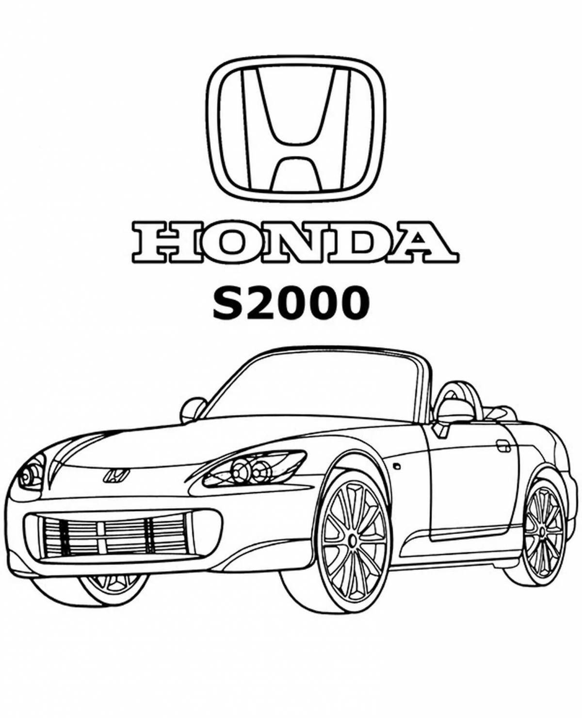 Colouring cute honda car