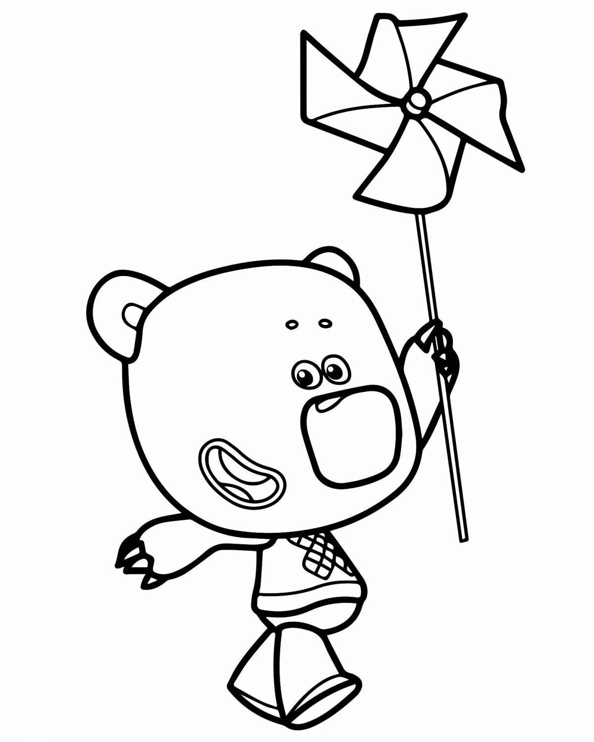 Coloring book fluffy bear