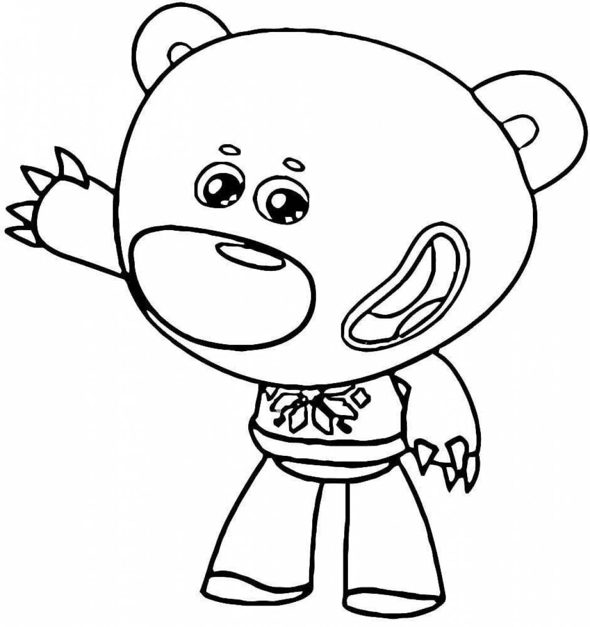 Coloring book excited teddy bear