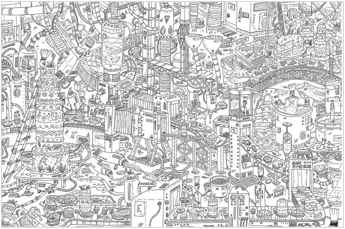 Coloring book luxury city complex