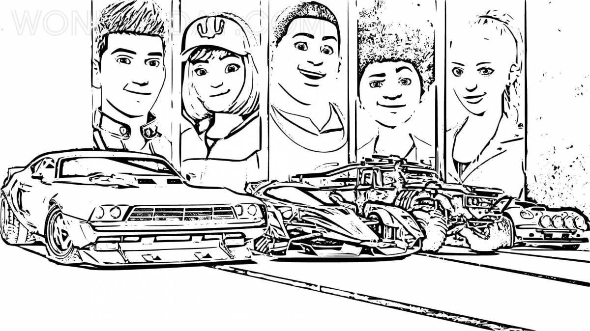 Colorful and bold fast and furious 9 coloring page