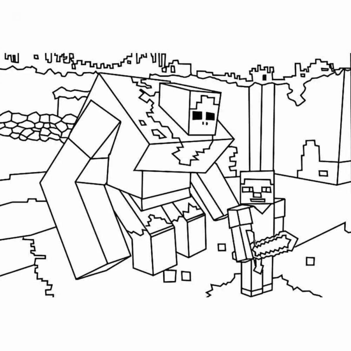 Colorful minecraft hell coloring page