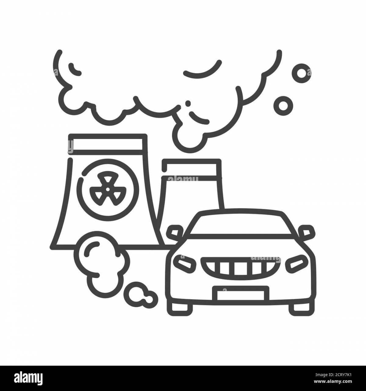 Fun coloring book about air pollution