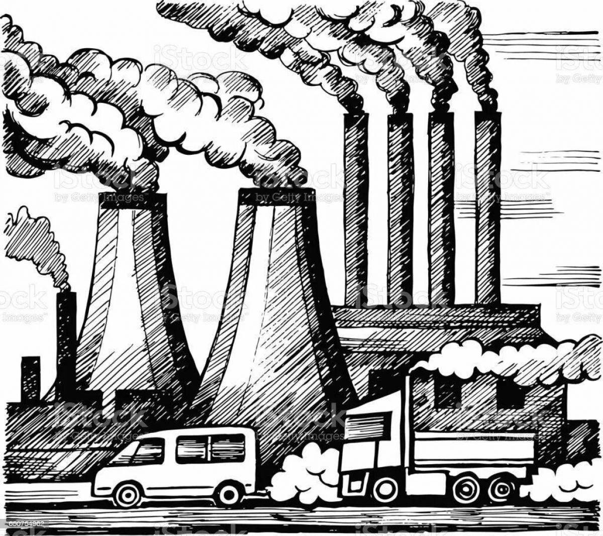 Bright air pollution coloring page
