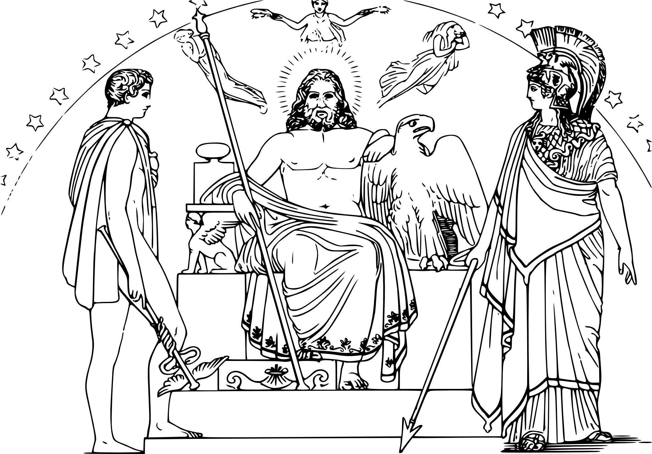 Мифы древней Греции иллюстрации Зевс