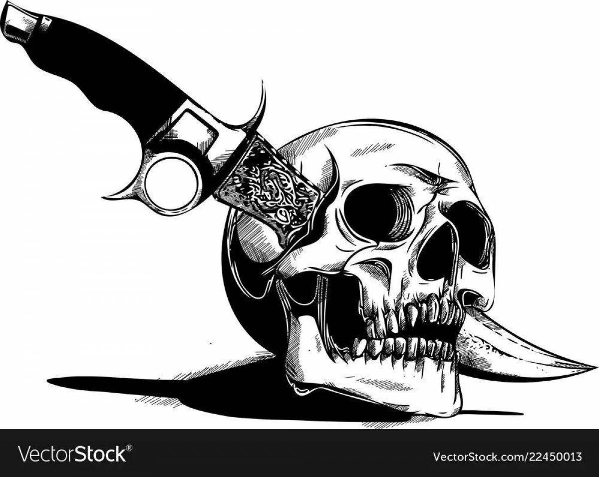 Adorable Skeleton Knife Coloring Page