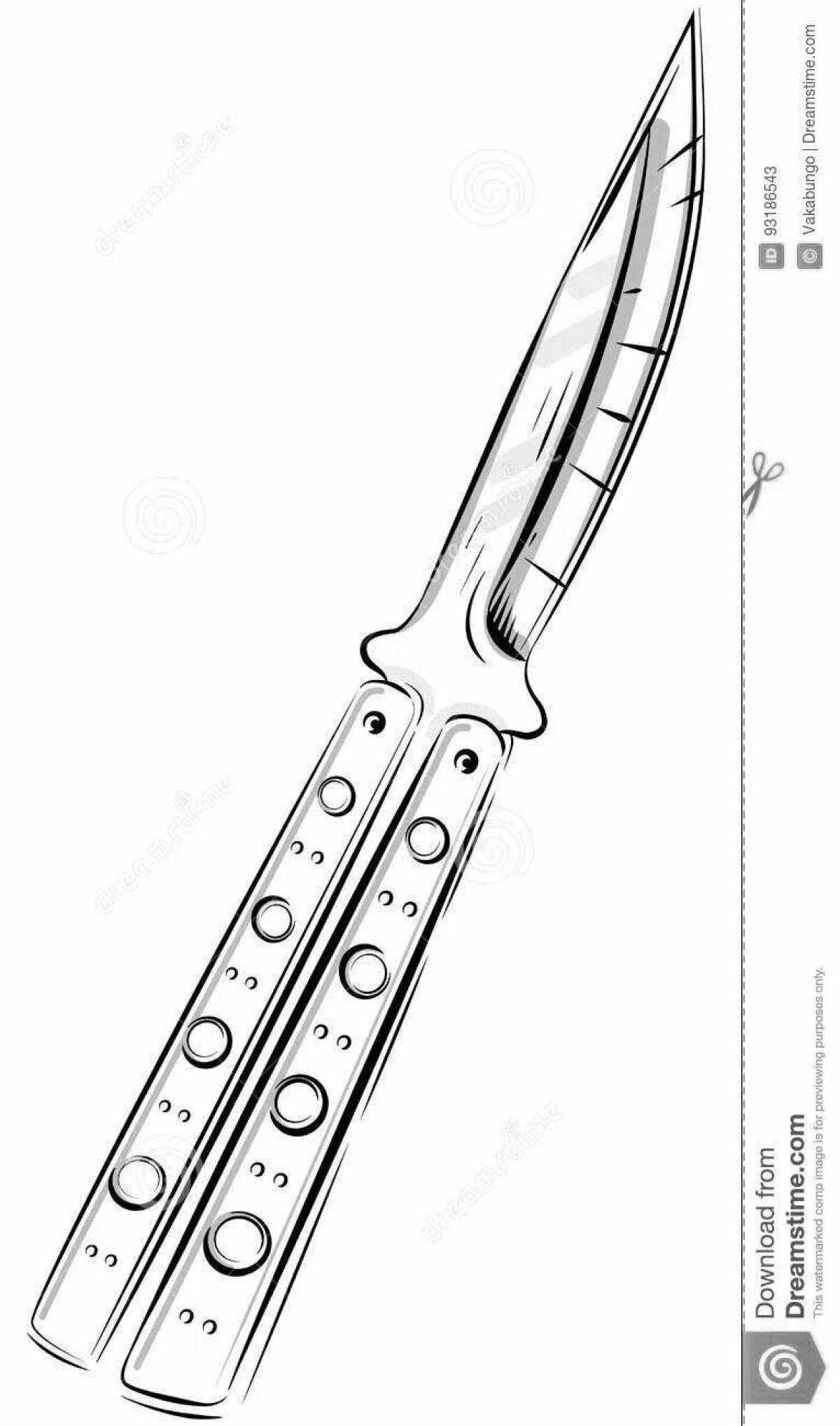 Exquisite skeletal knife coloring page