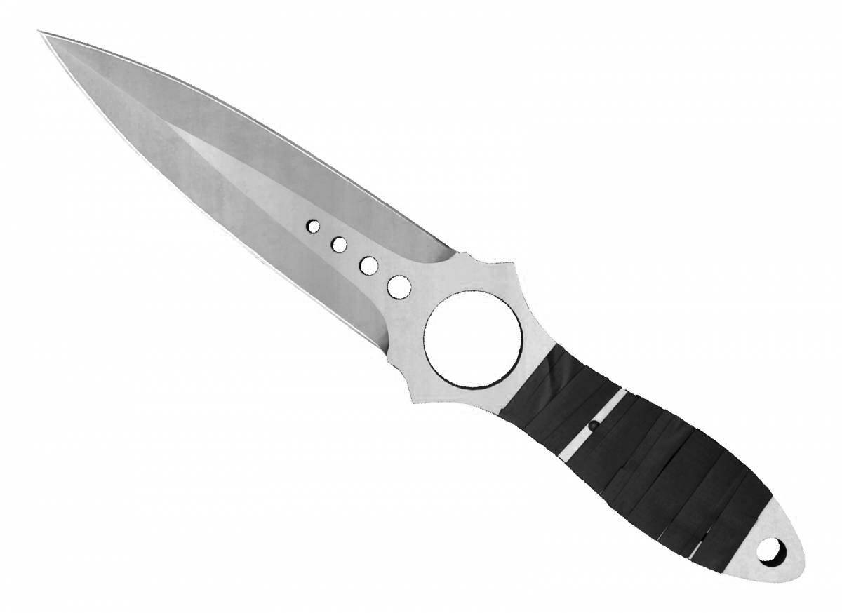 Luminous skeletal knife coloring page