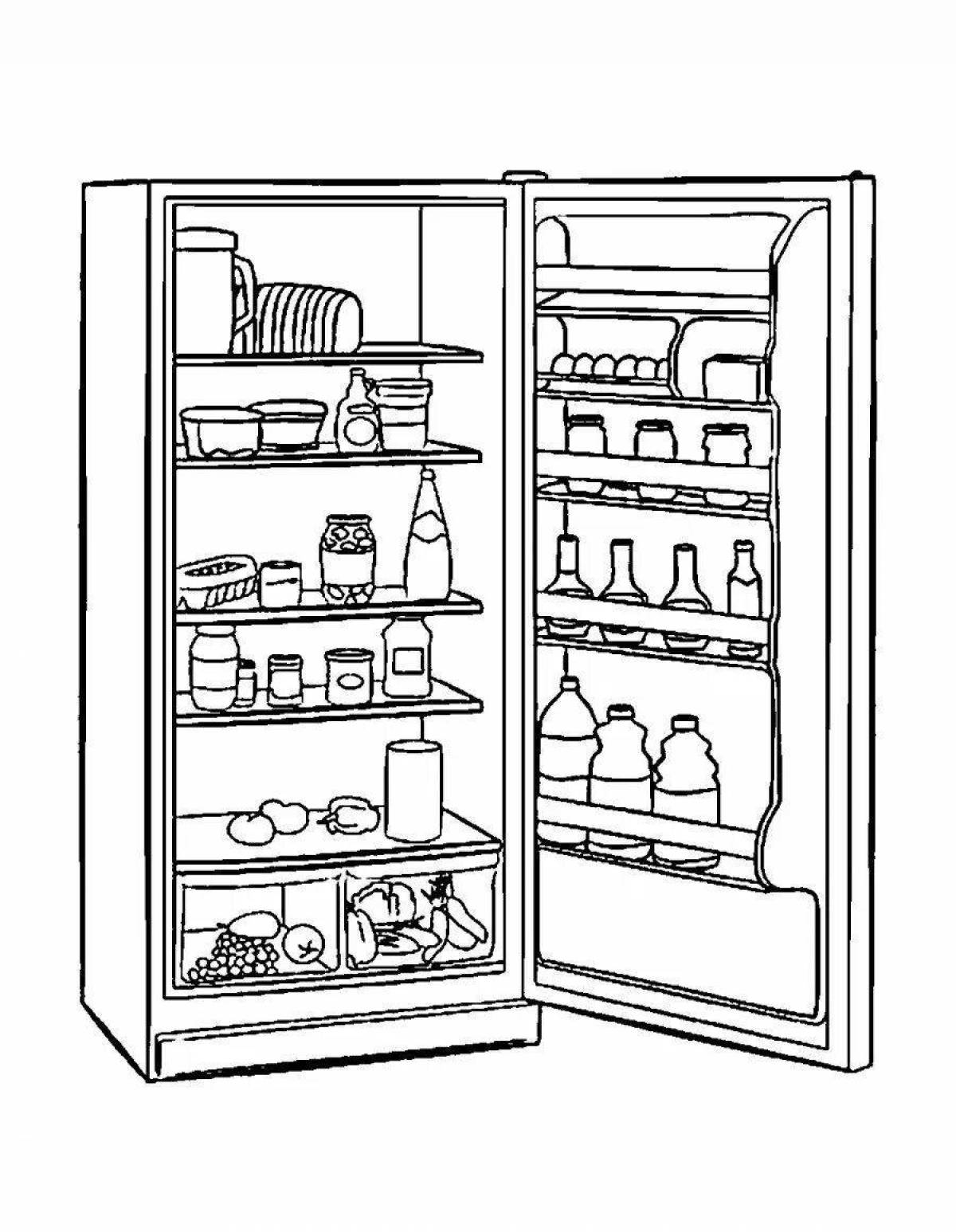 Bright refrigerator open coloring page