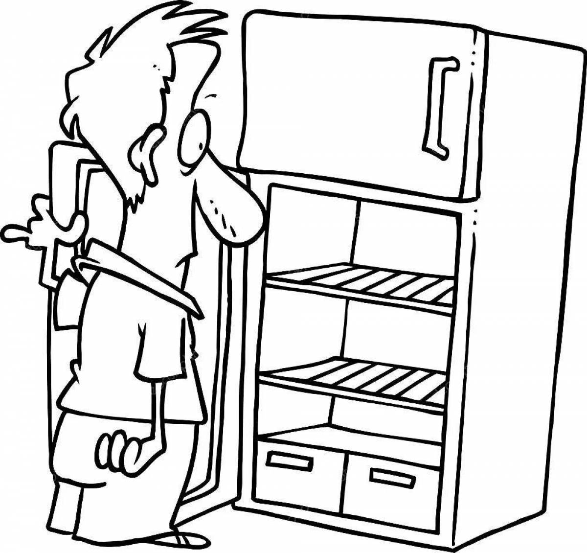 Animated refrigerator open coloring page
