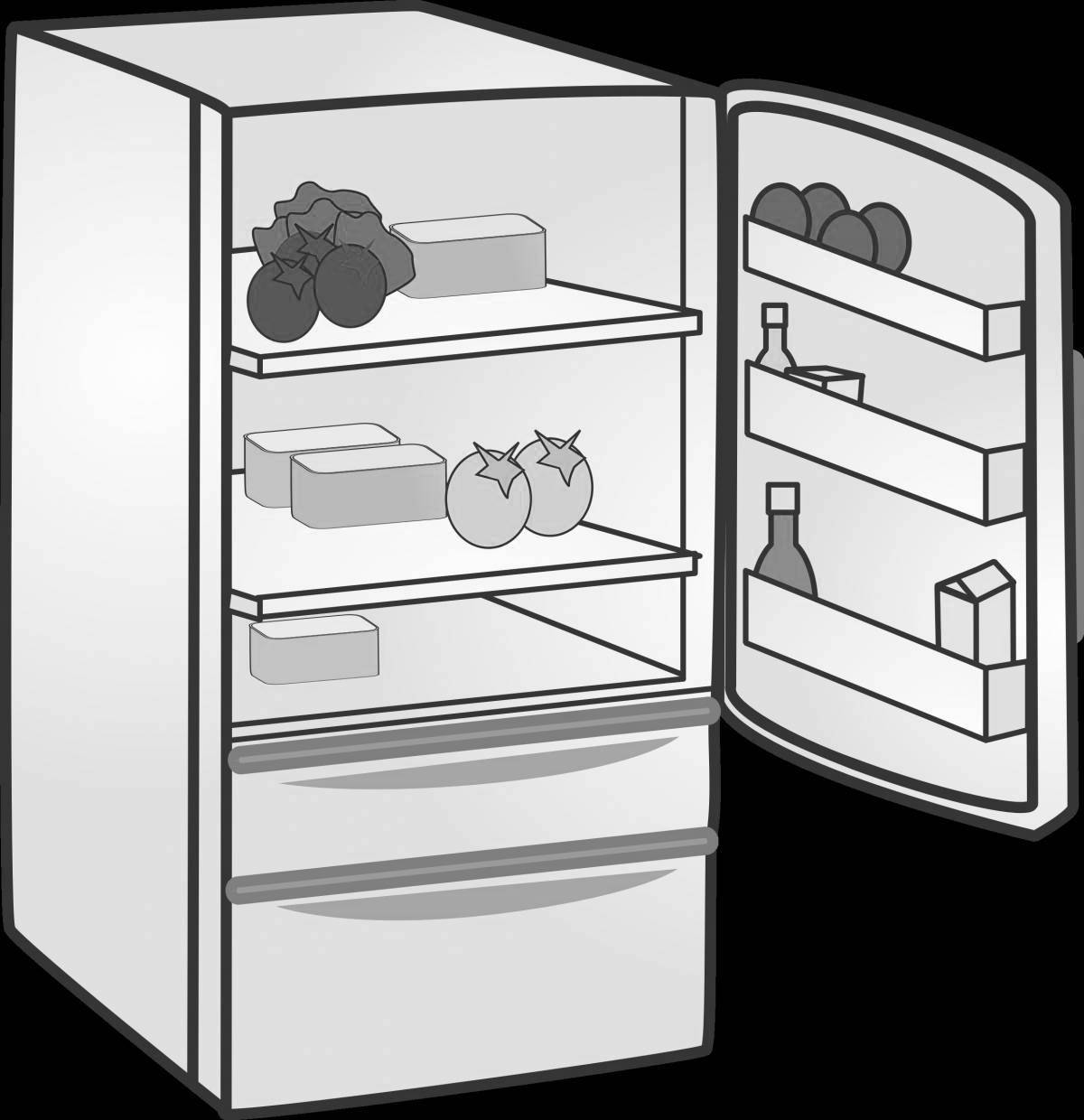 Fantastic refrigerator open coloring page