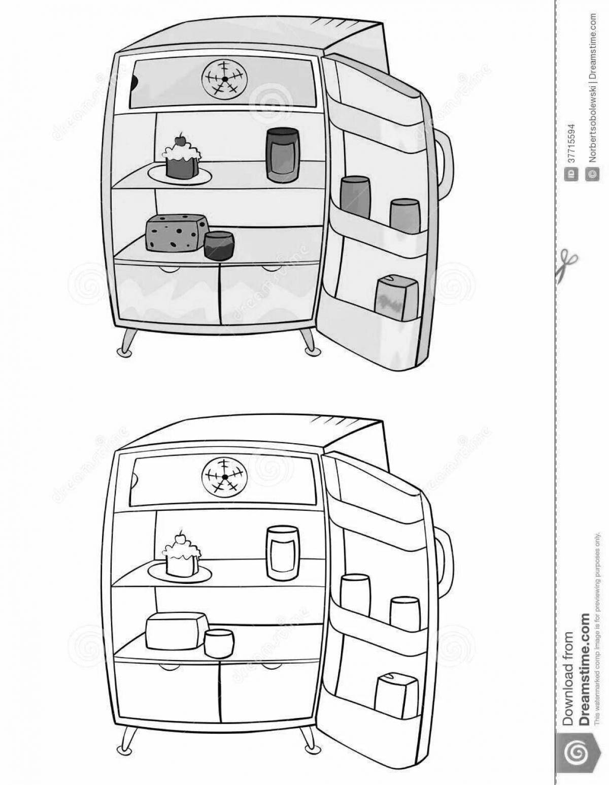 Impressive refrigerator open coloring page