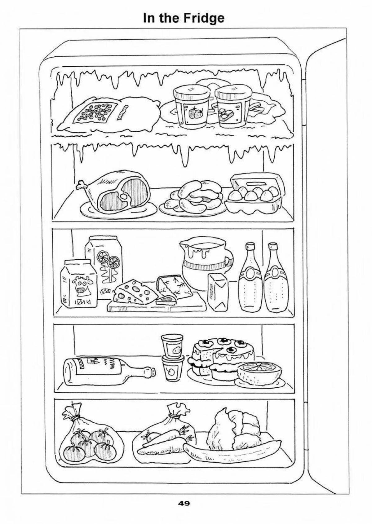 Amazing refrigerator open coloring page