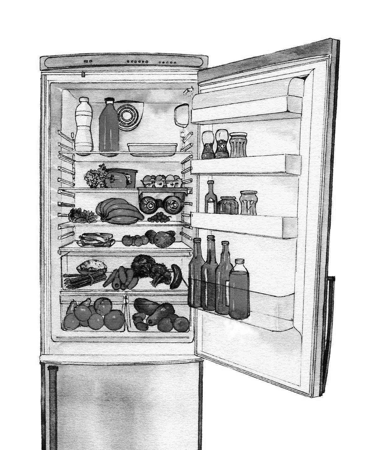 Сказочный холодильник open coloring page