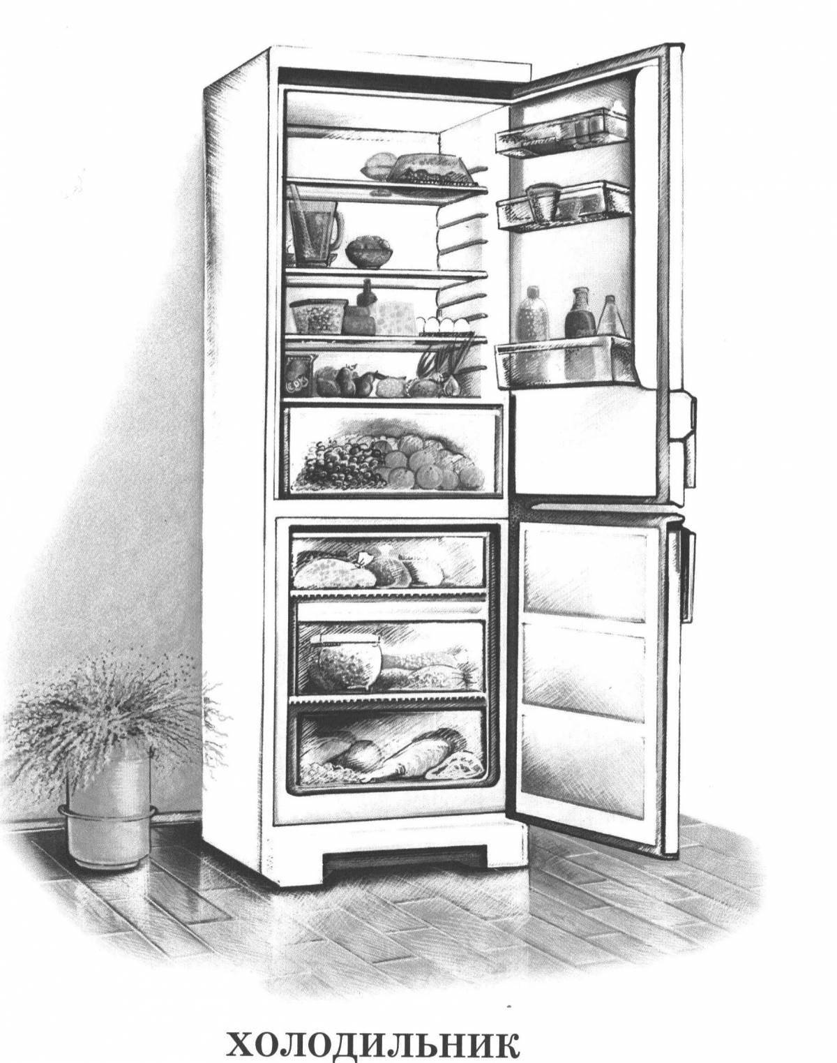 Extraordinary refrigerator open coloring page