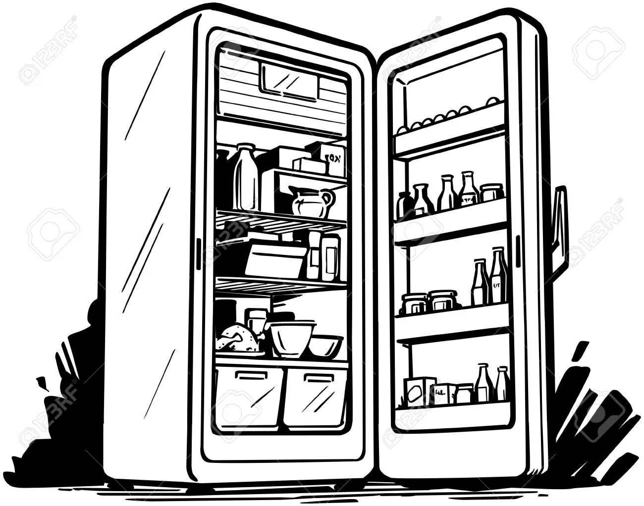 Innovative refrigerator open coloring page