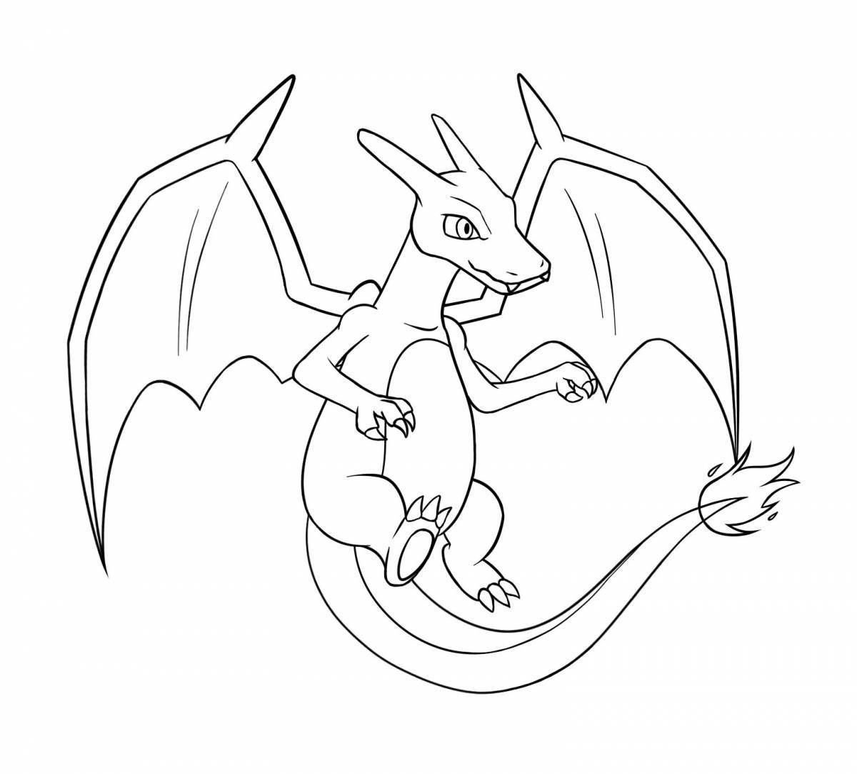 Charizard pokemon blooming coloring page