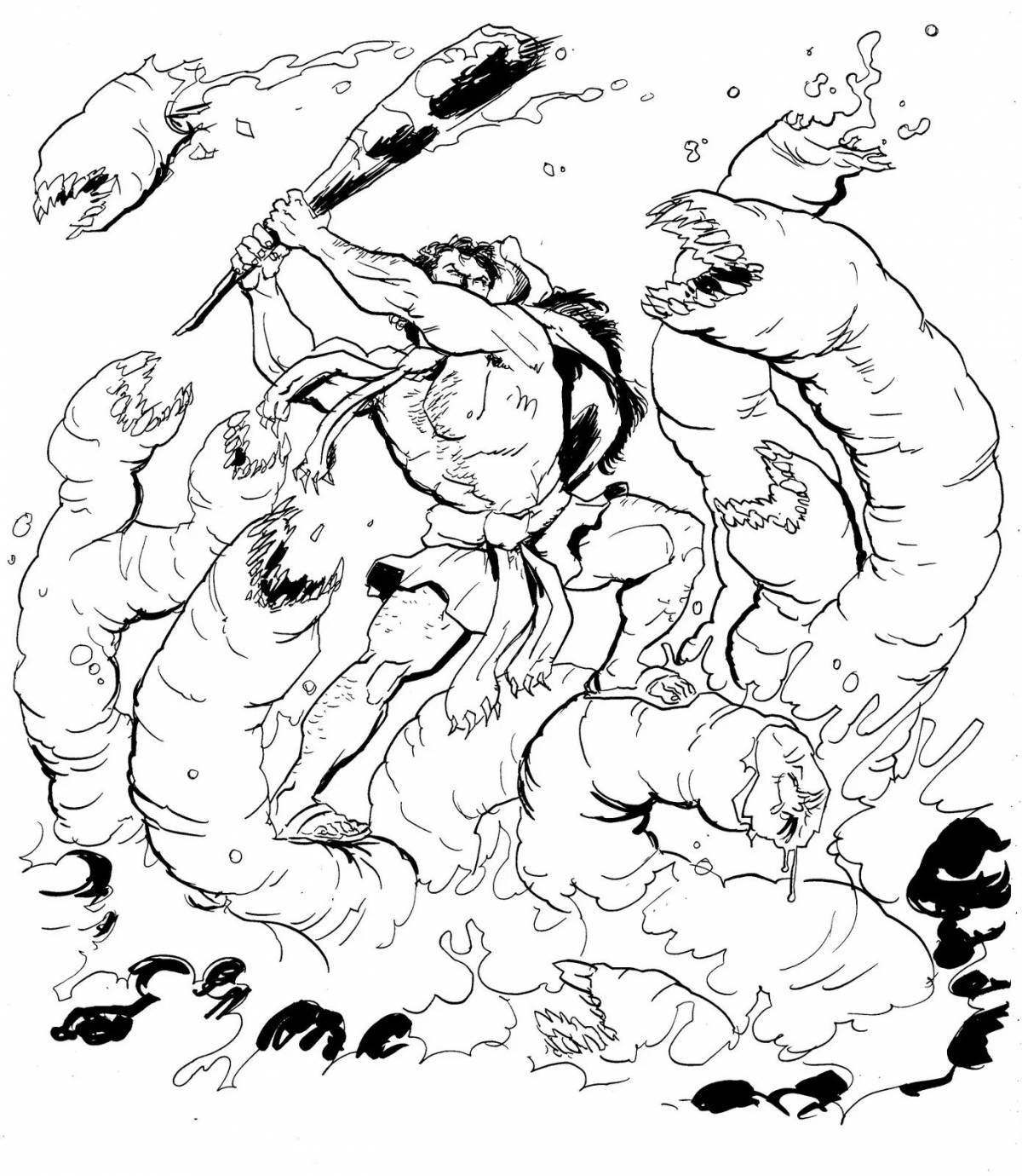 Beautiful hydra gujitsu coloring page