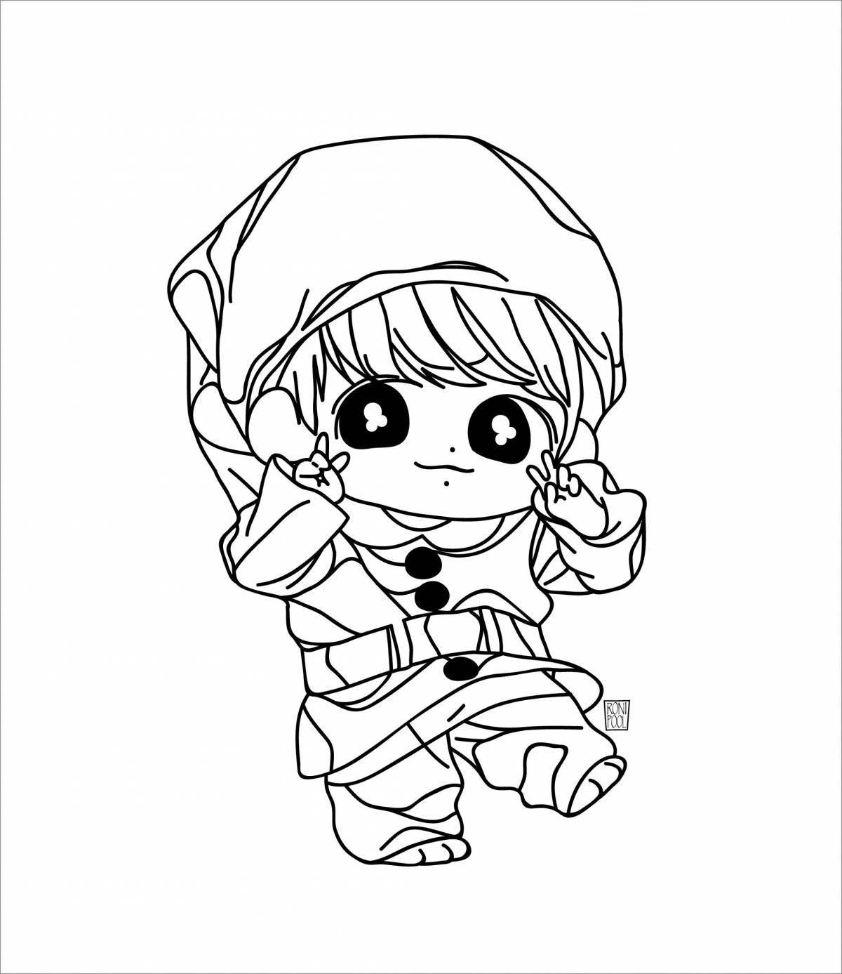 Adorable chibi bts coloring page