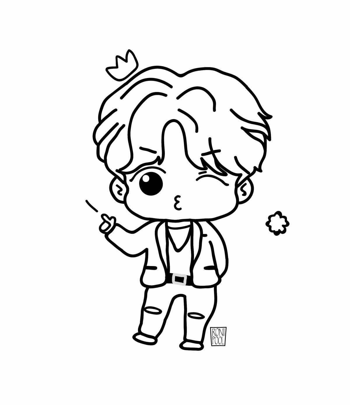 Fun chibi bts coloring page