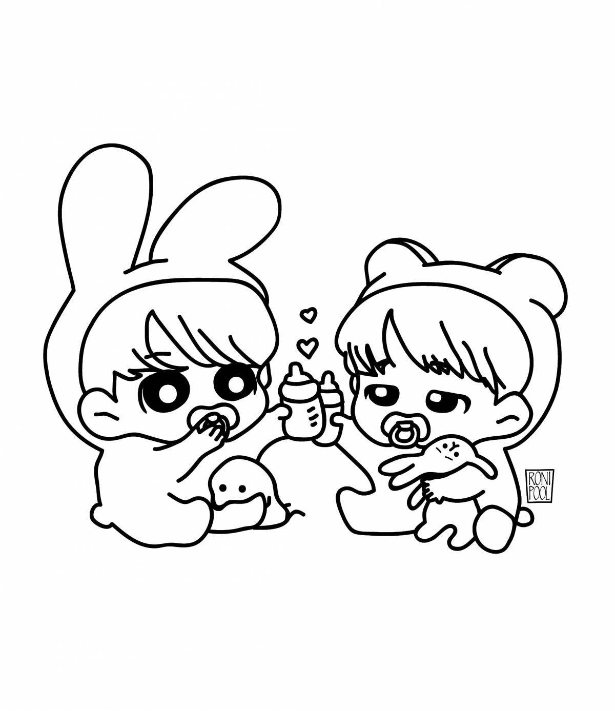 Creative chibi bts coloring page