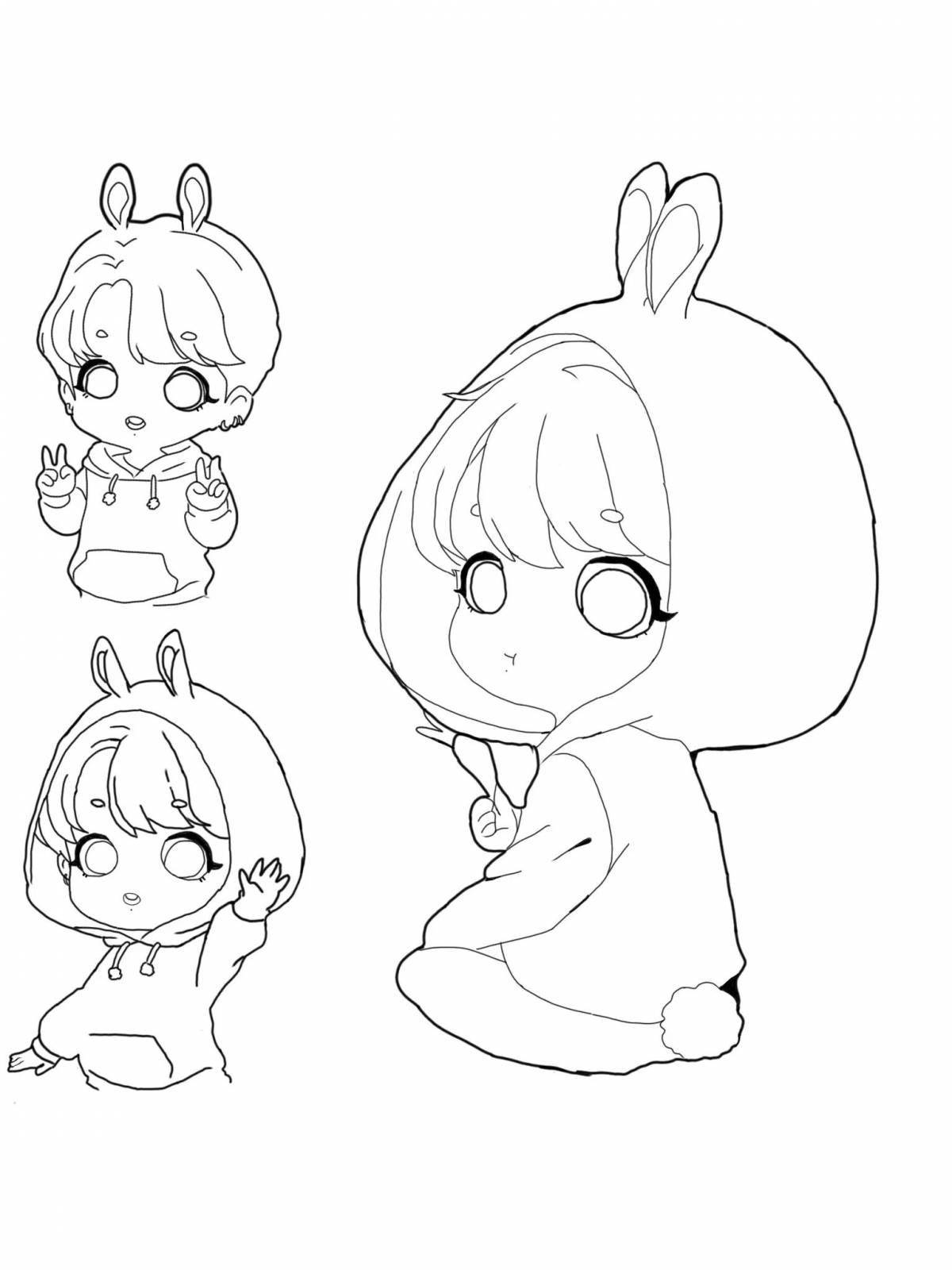 Color-laden chibi bts coloring page