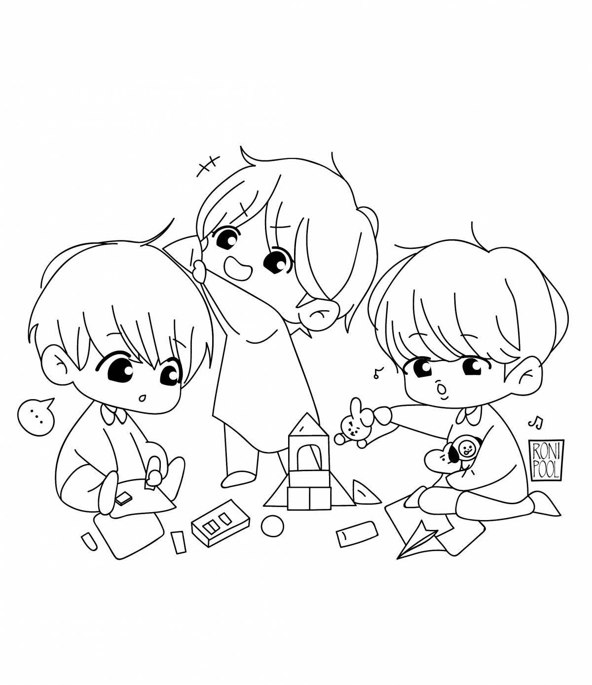 Раскраска chibi bts