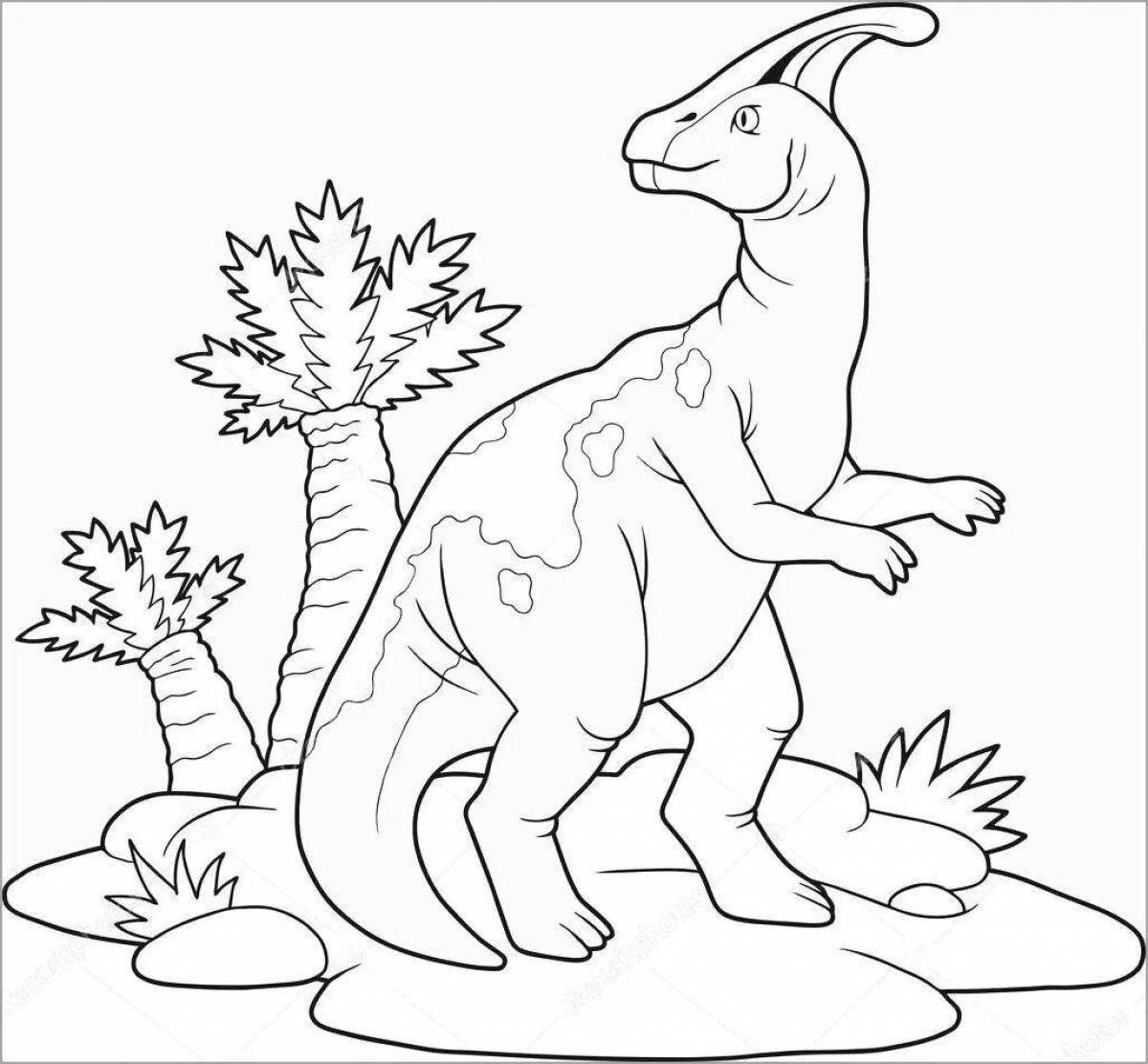 Красочная раскраска динозавр паразауролоф
