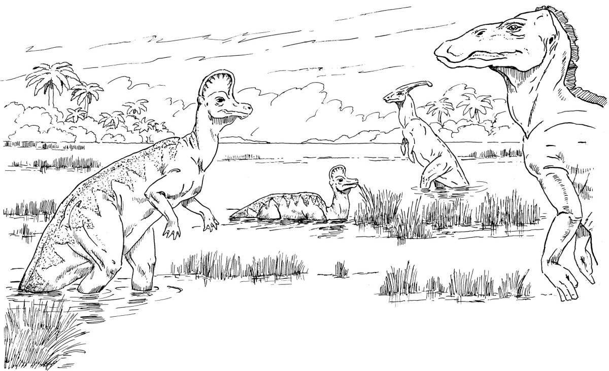 Grand coloring page parasaurolophus dinosaur