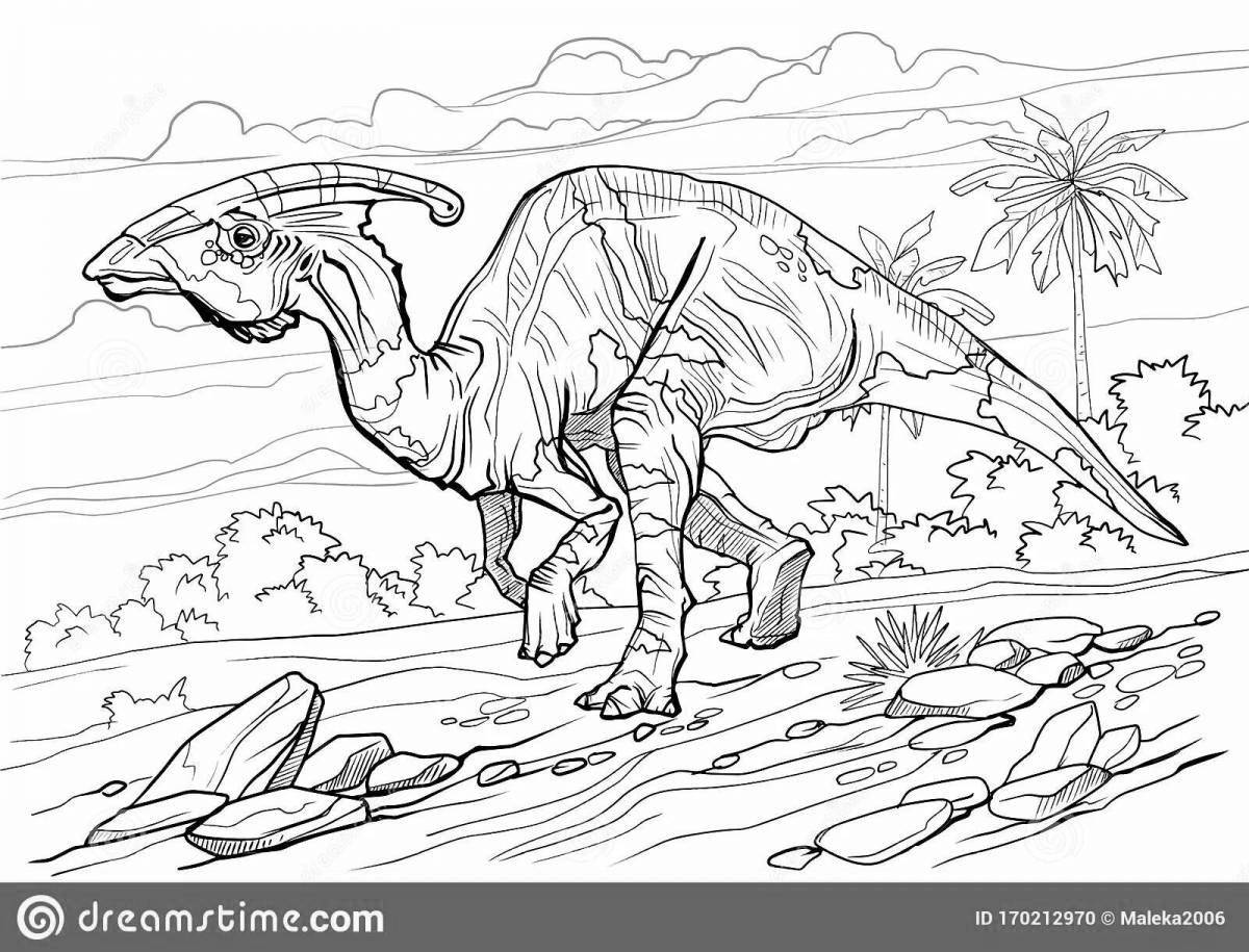 Violent coloring dinosaur parasaurolophus