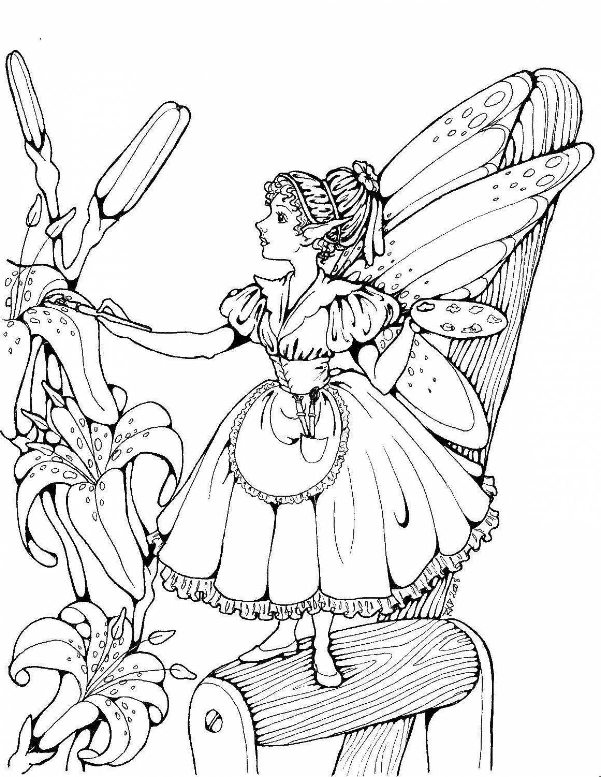 Radiant coloring page sandman fairy
