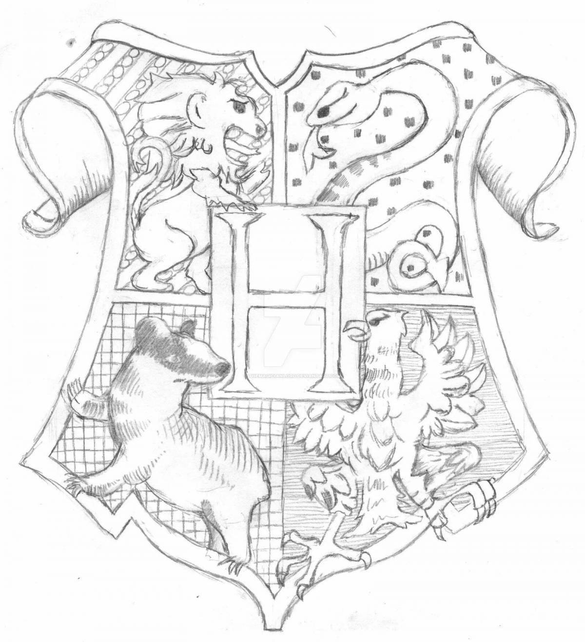 Раскраска элегантный герб гриффиндора