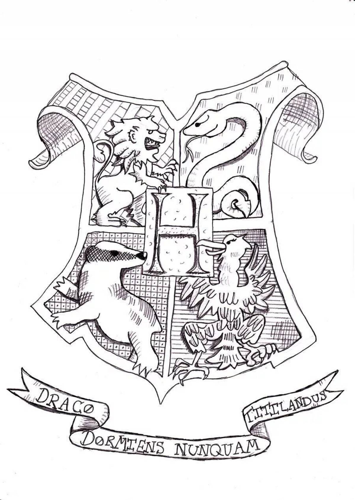 Ярко окрашенный герб гриффиндора раскраска