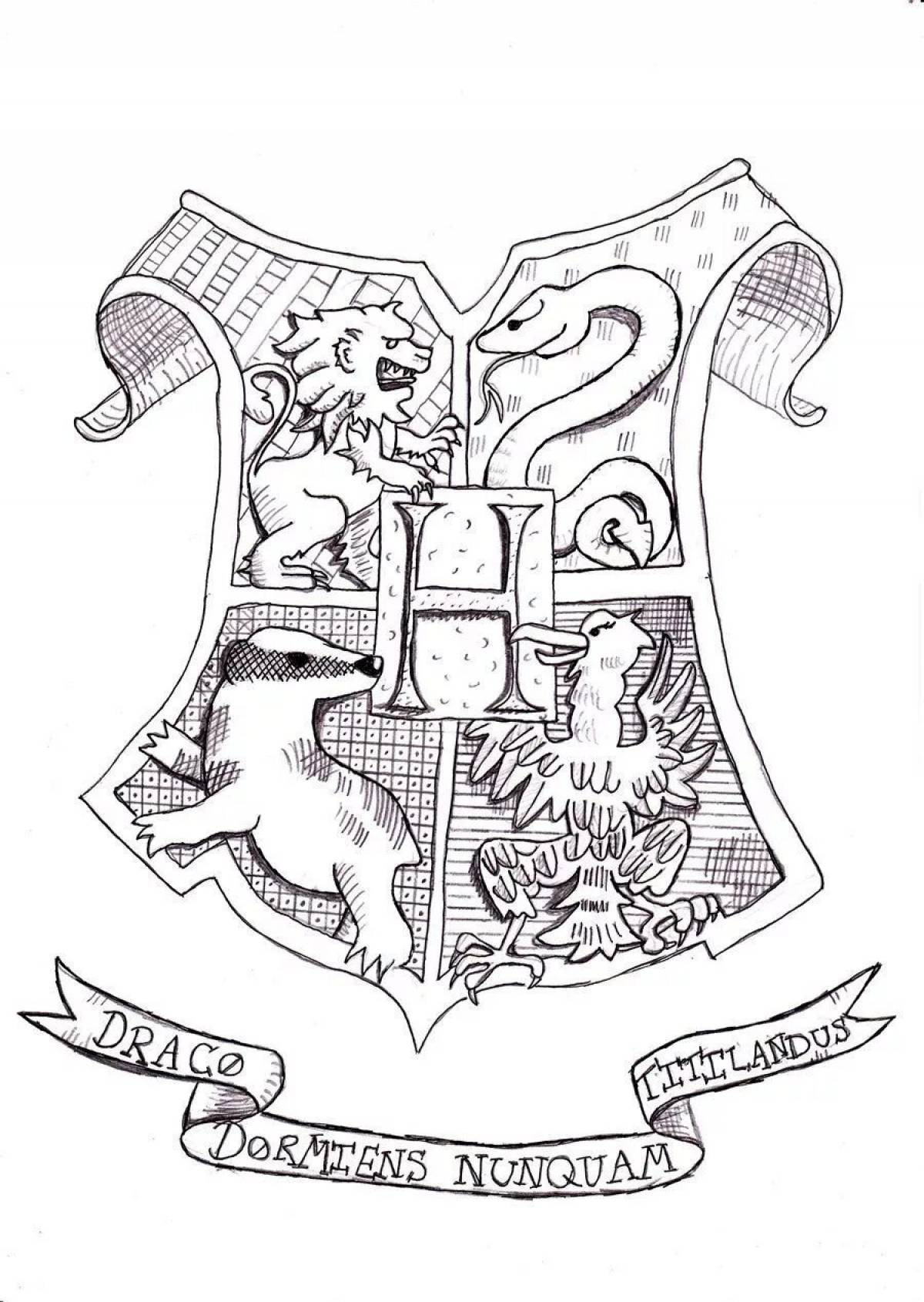 Photo Brightly colored coat of arms of Gryffindor coloring book