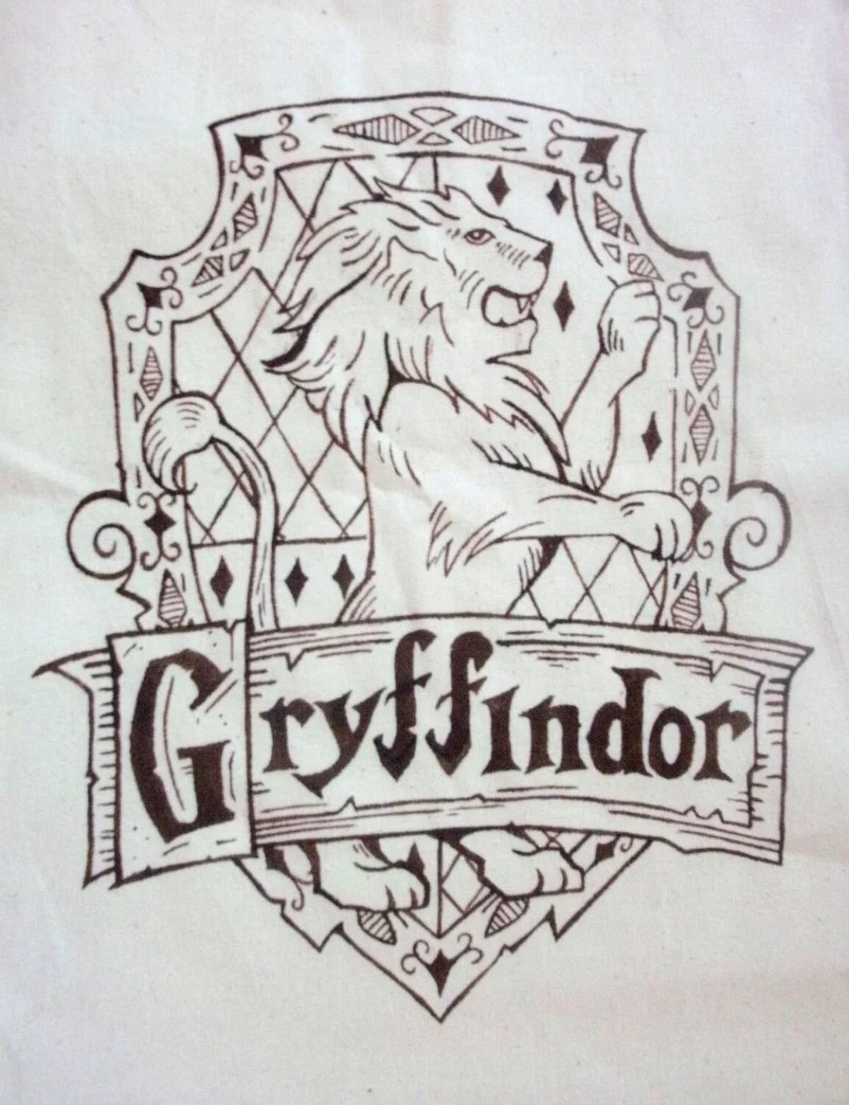 Богато иллюстрированный герб гриффиндора раскраска
