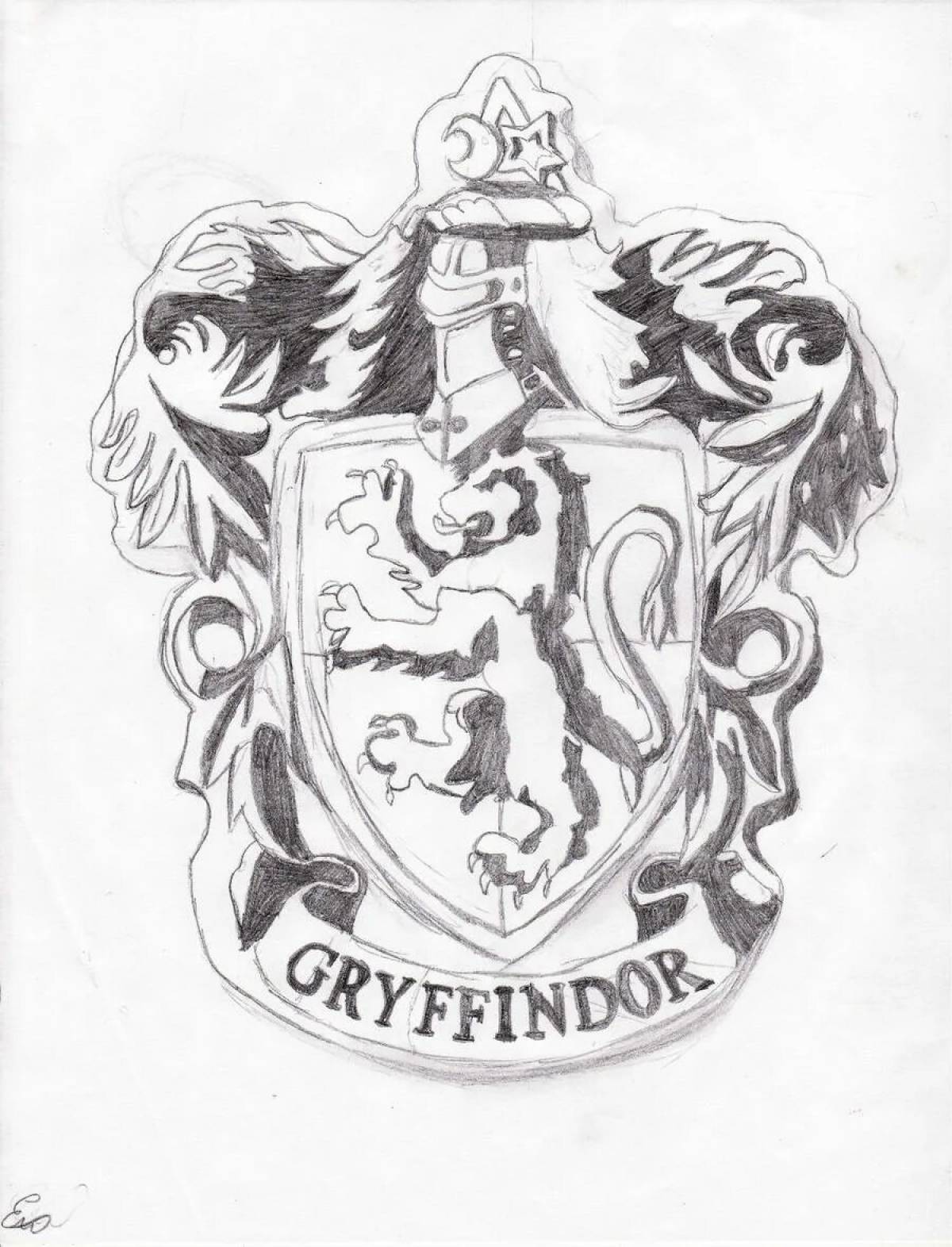 Изысканно иллюстрированный герб гриффиндора раскраска