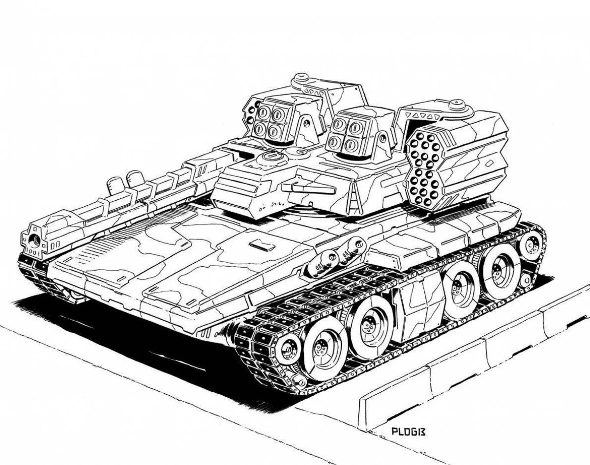 Раскраска радостный танк антистресс