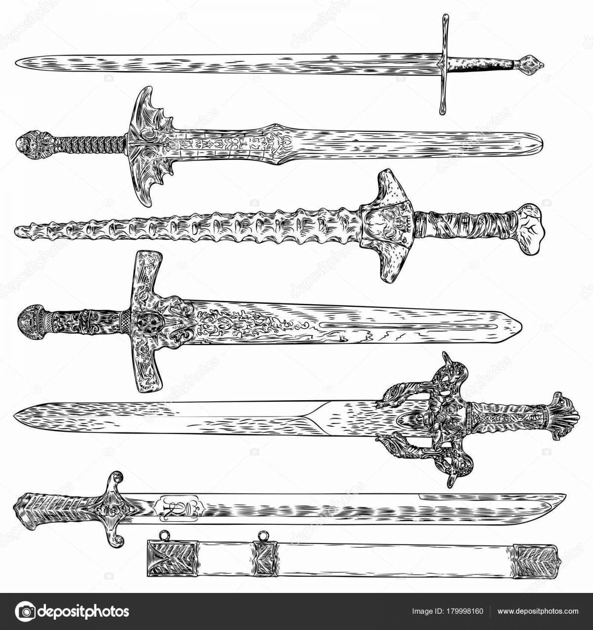 Splendid treasurer's sword coloring page