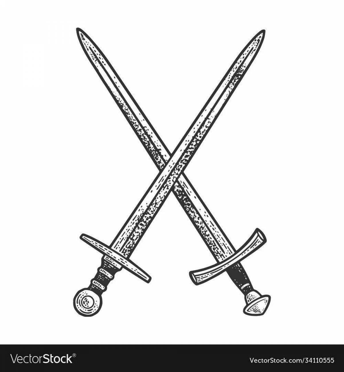 Treasurer's elegant sword coloring page