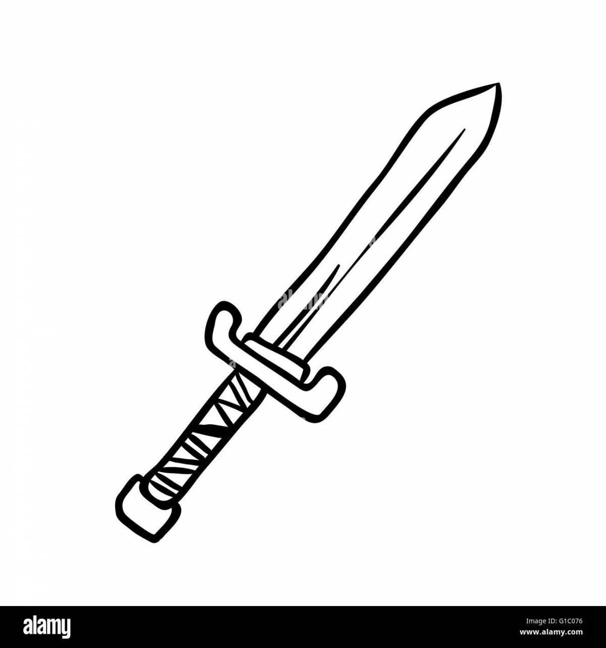 Раскраска казначей с замысловатым мечом