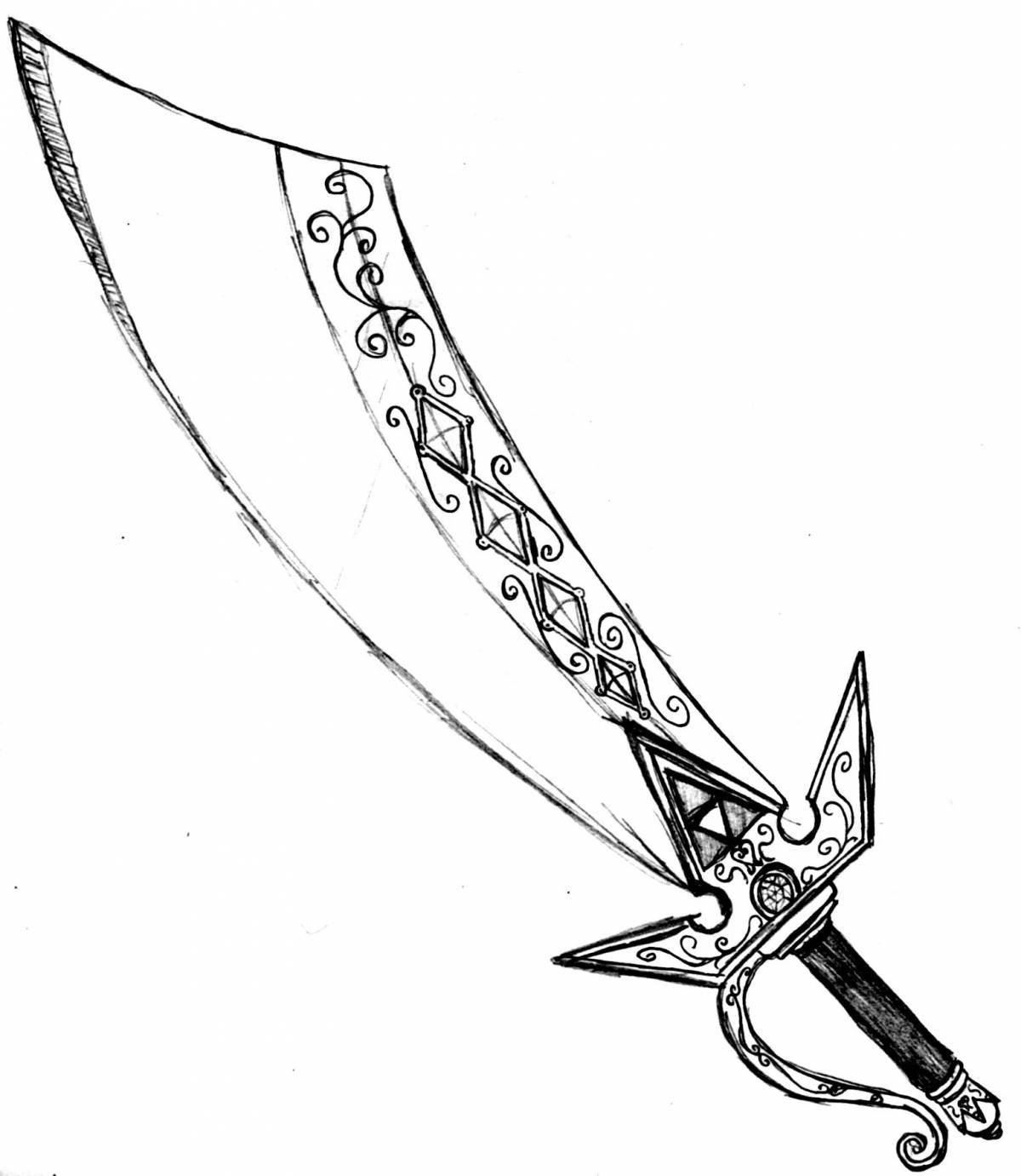 Animated treasurer coloring page with sword
