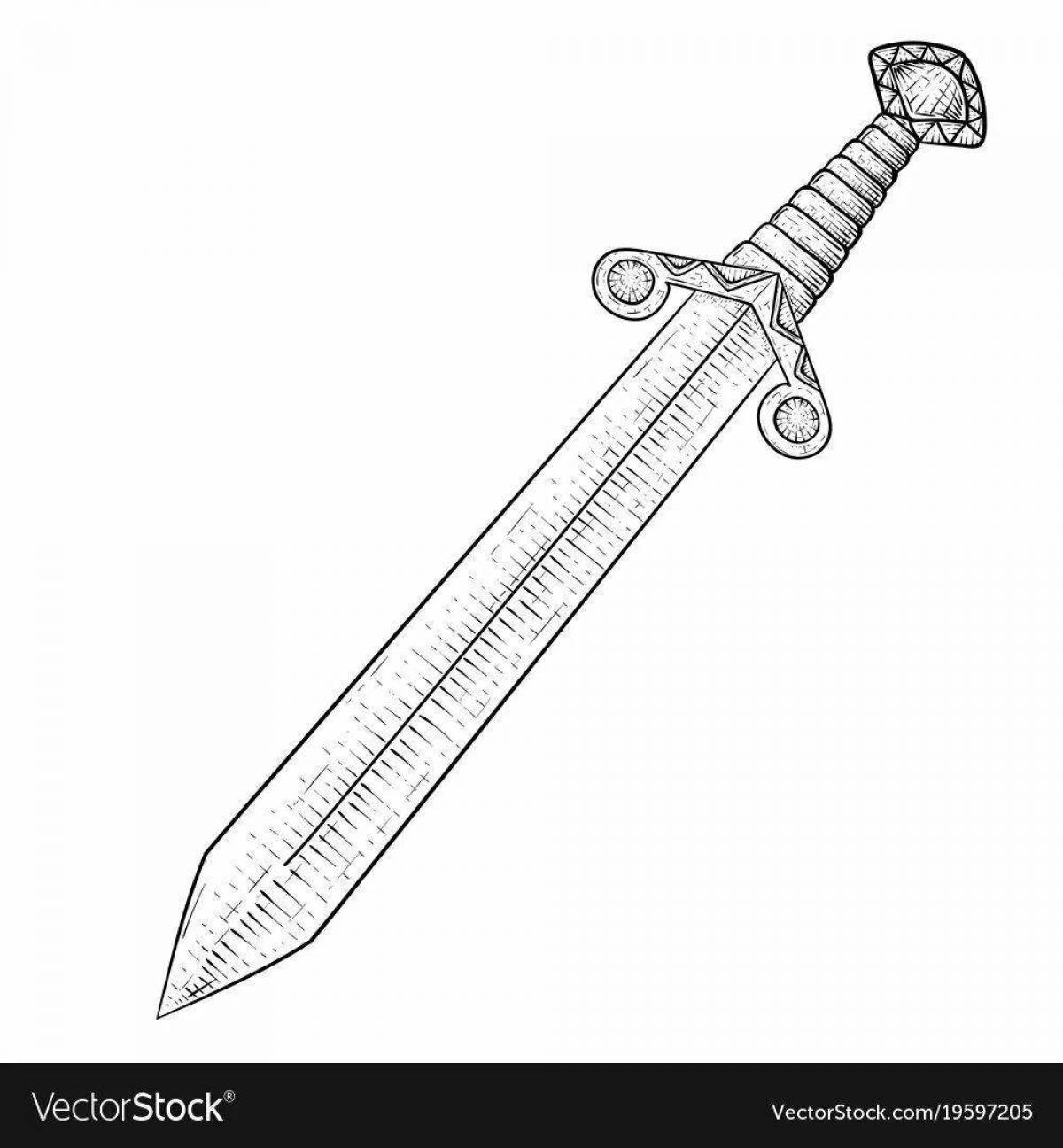 Treasurer's charming sword coloring page