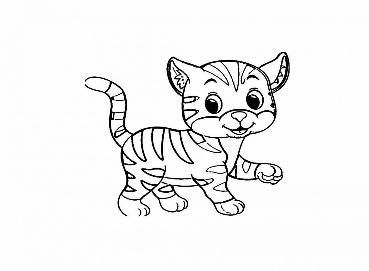 Анимированная страница раскраски радужного котенка