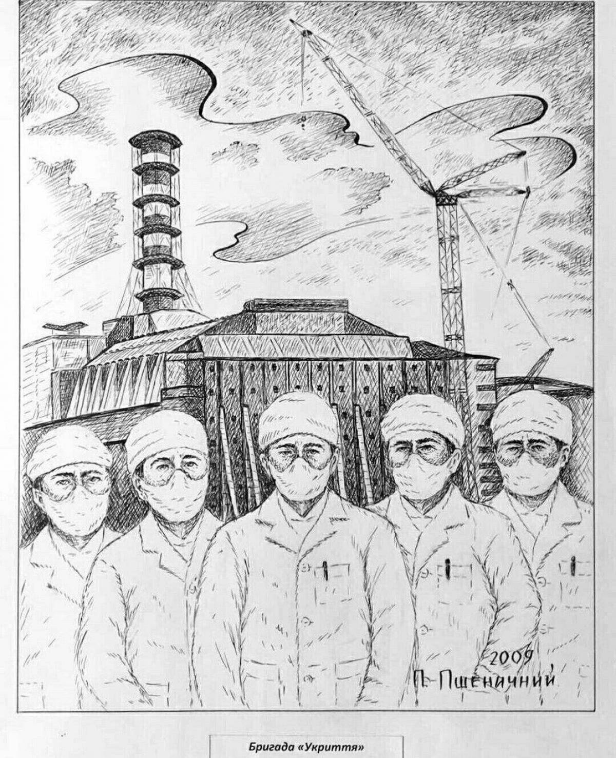 Coloring page charming Chernobyl station