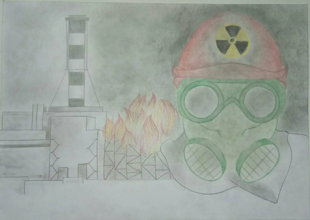 Colouring cheerful Chernobyl station